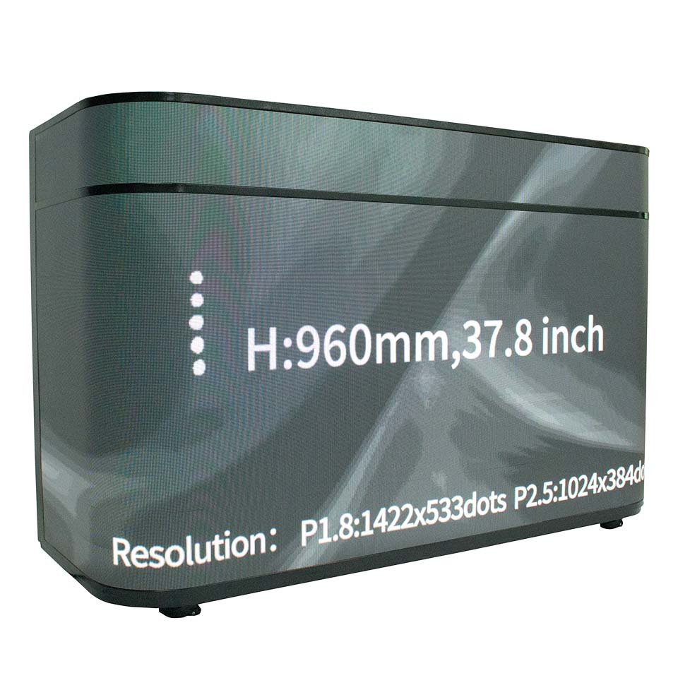 P1.5–P2.5mm GOB Curved LED Desk Display MD-M Series — Medium-Format Movable Digital Reception Table