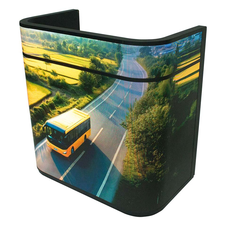 GOB Curved Multimedia LED Desk Display MD Series — Indoor Movable Digital Reception Table with GOB Technology