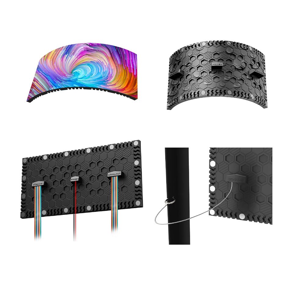 Flexible LED Display ID1 — GOB Soft LED Module | 8mm Ultra-Slim | <0.3m Bending | P1.25-P2.5