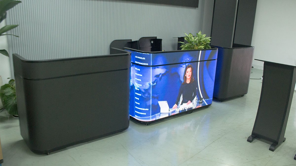 Large LED Reception Desk Flagship Lobby Thumbnail