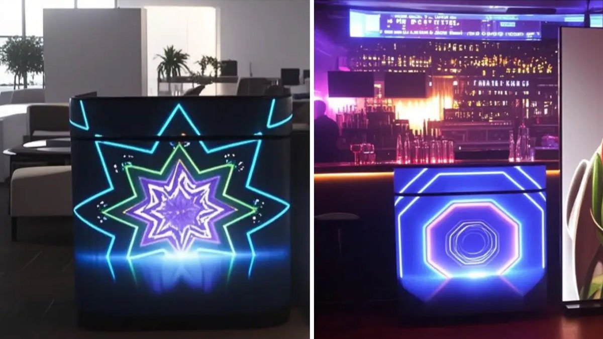 P1.5–P2.5mm GOB Curved LED Desk Display MD-M Series — Medium-Format Movable Digital Reception Table
