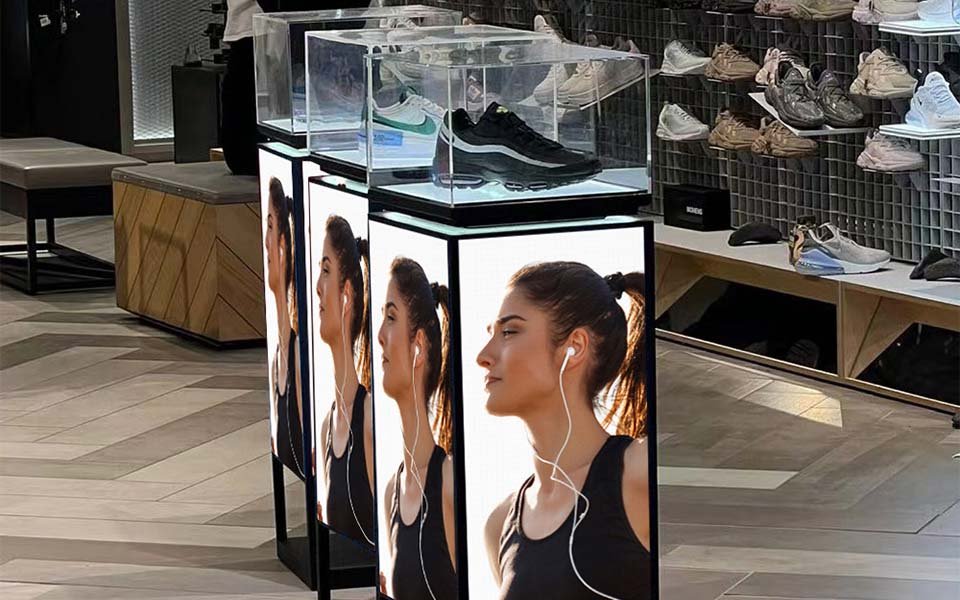 4 Sided LED Showcase in corporate showroom