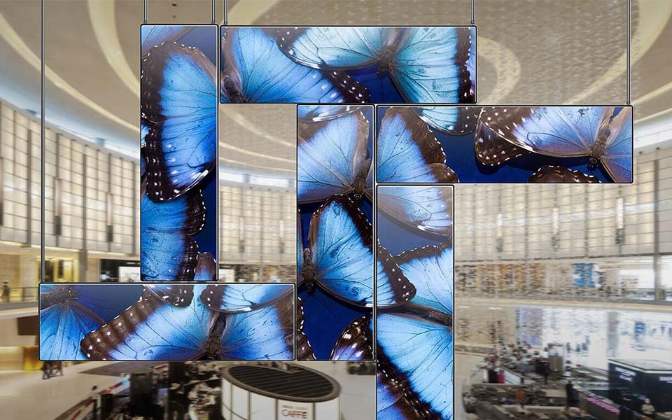 Ceiling Mounted LED Poster in exhibition hall