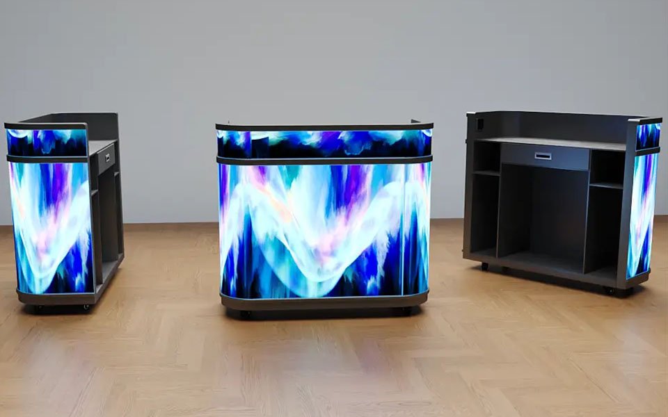 Compact LED Reception Desk in corporate lobby